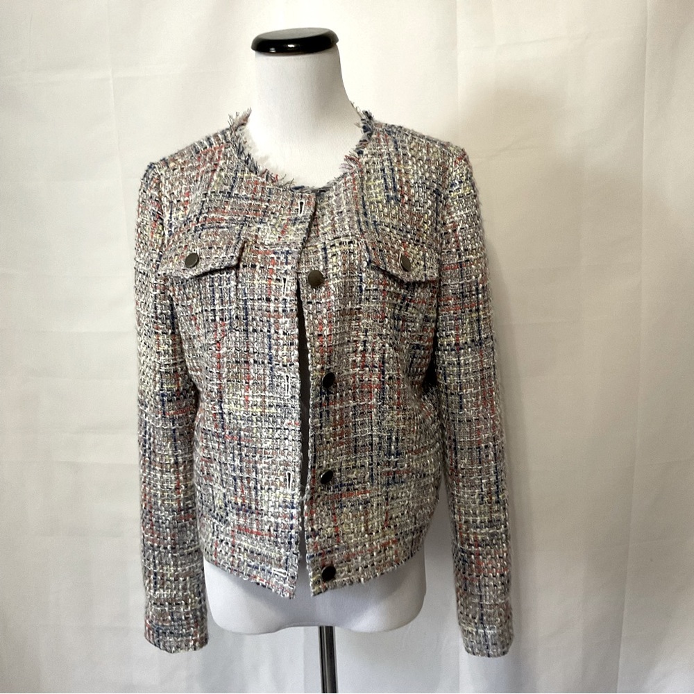 QMack tweed jacket with brush silver toned buttons Size medium
